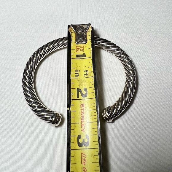 David Yurman 925 Sterling Silver 750 (18K) Yellow Gold Twist Cable Cuff Bracelet - Picture 14 of 15